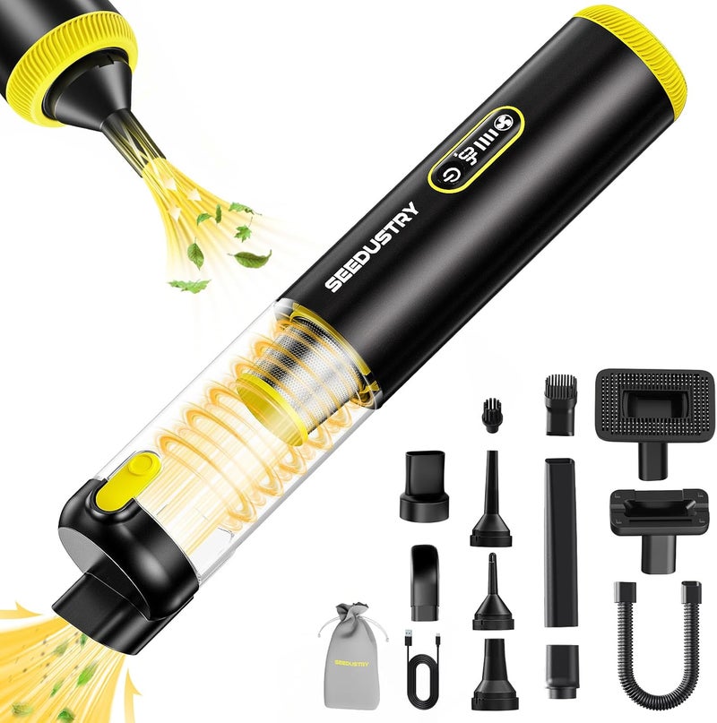 SEEDUSTRY Handheld Car Vacuum Portable Cordless, 6-in-1 Mini Cordless Vacuum Cleaner with Brushless Motor & 18000Pa Powerful Suction, Type-C Charge, 2025 Mini Vacuum V-C08 Pro for Car Home Office Pet - Image 1